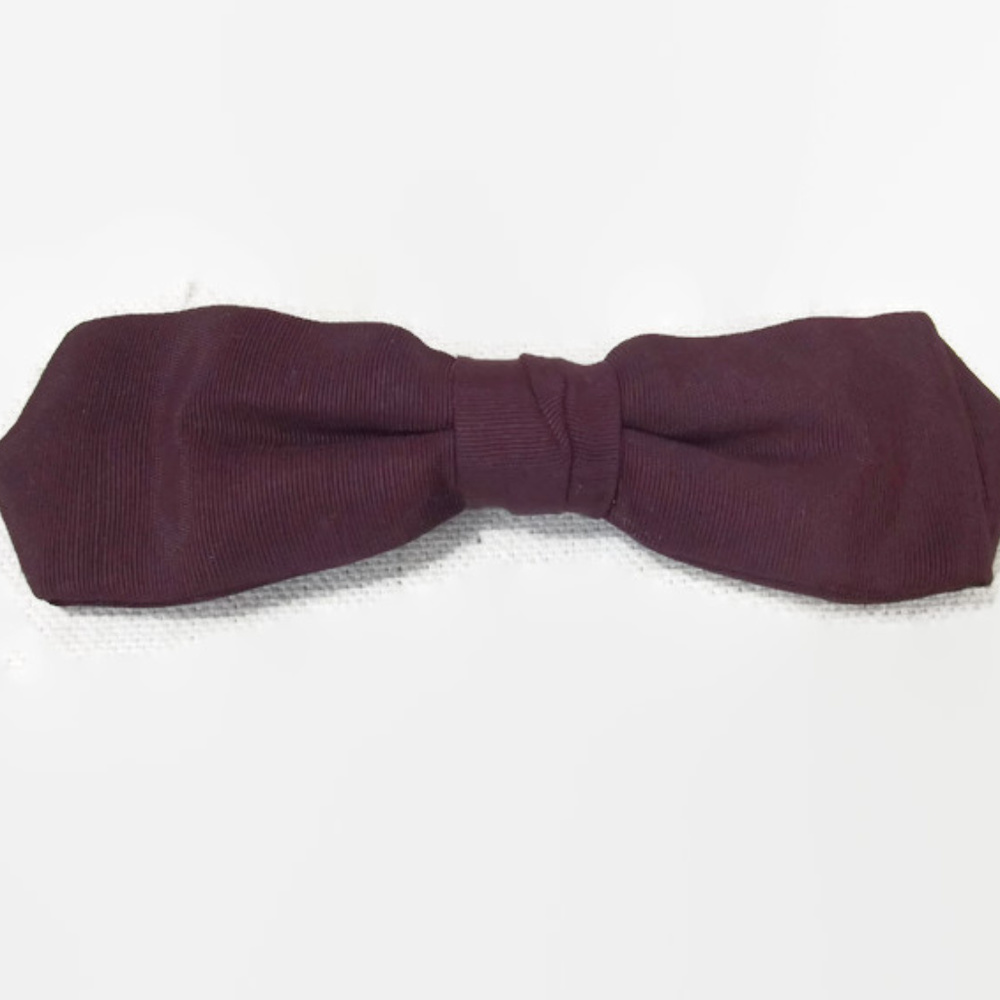 Vintage MCM Clip on Burgundy Bow Tie - Picture 3 of 8